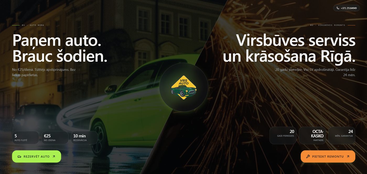 VRS Auto — Auto noma un virsbūves serviss vienā lapā
